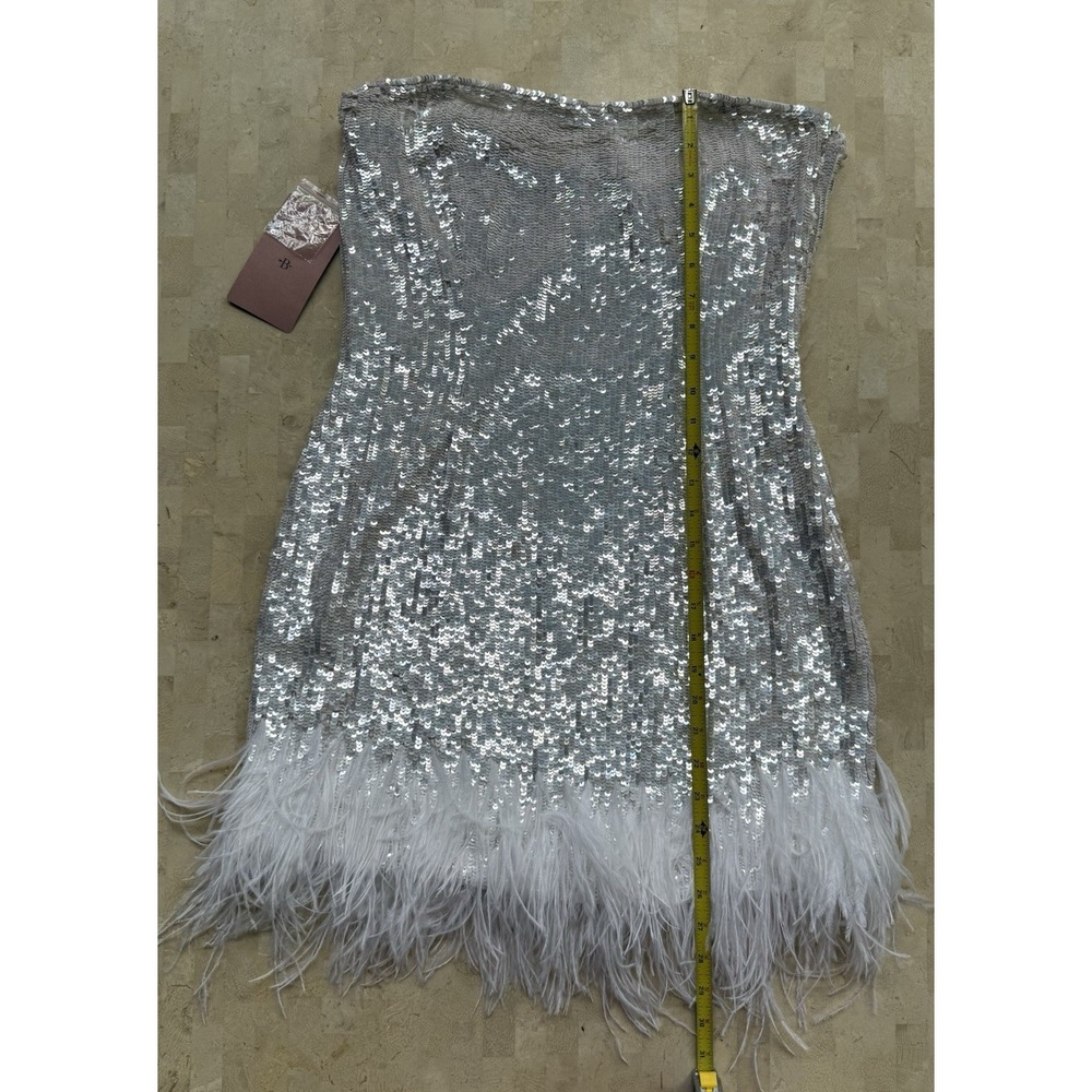 Audrey Adele Danielle Sequin Feather Mini Dress Anthropologie BHLDN Size M - Picture 8 of 16